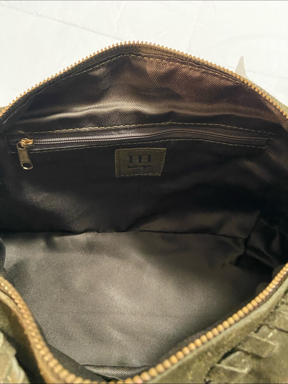 Haute Hippie Olive Green Braided Suede Hobo Shoulder Bag - Picture 14 of 15